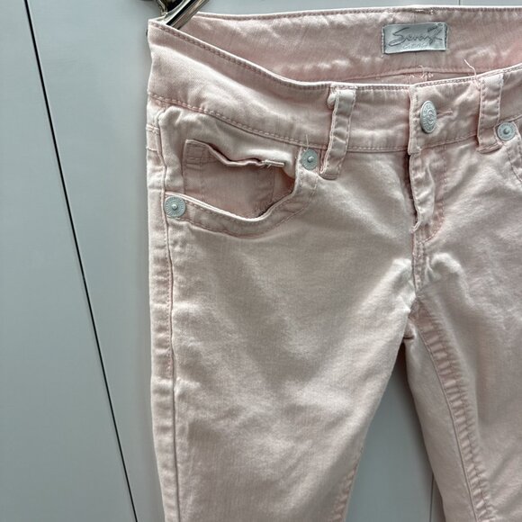 Seven7 Women’s Pink Denim Capri Jeans Size 2 Stretch - Picture 2 of 13
